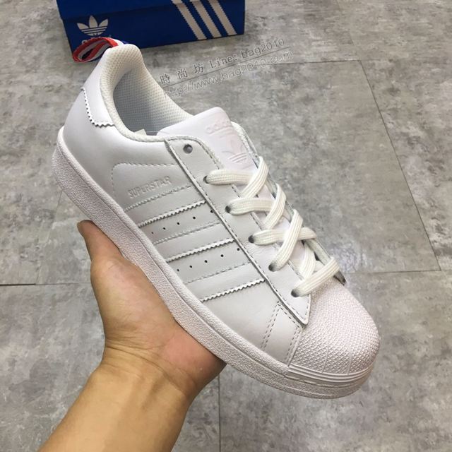 Adidas鞋 法國限定特別款 阿迪達斯全頭層小牛皮小白鞋 Adidas板鞋 男女同款  hdx13255